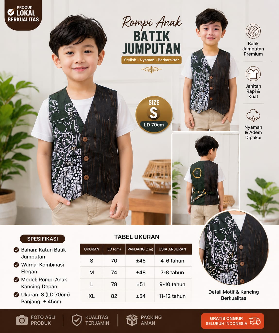 Foto Vest Unisex Anak BtkWayang